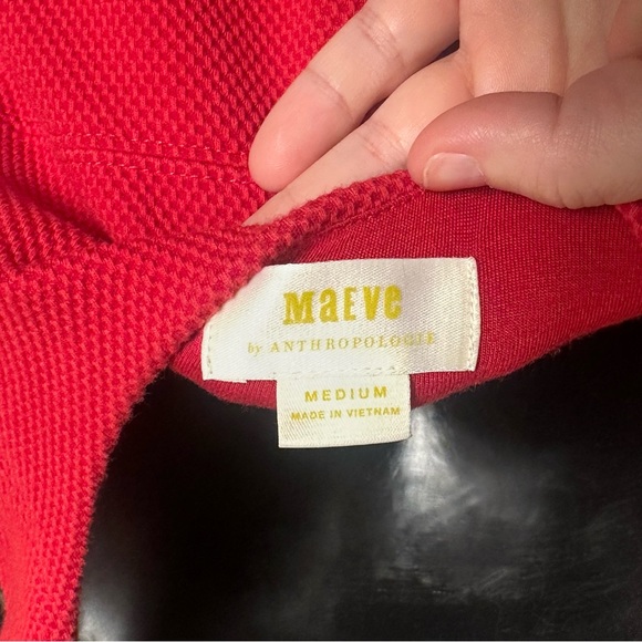 Maeve By Anthropologie Estoria Textured Swing Dress Red Sleeveless Medium GUC - Picture 14 of 16